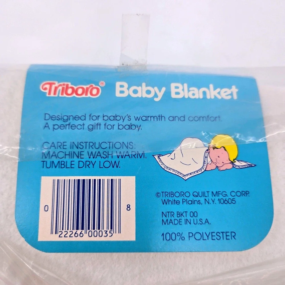 Triboro Pink Rosebud Duck Applique Baby Fleece Crib Blanket NIB 90s Vintage NEW